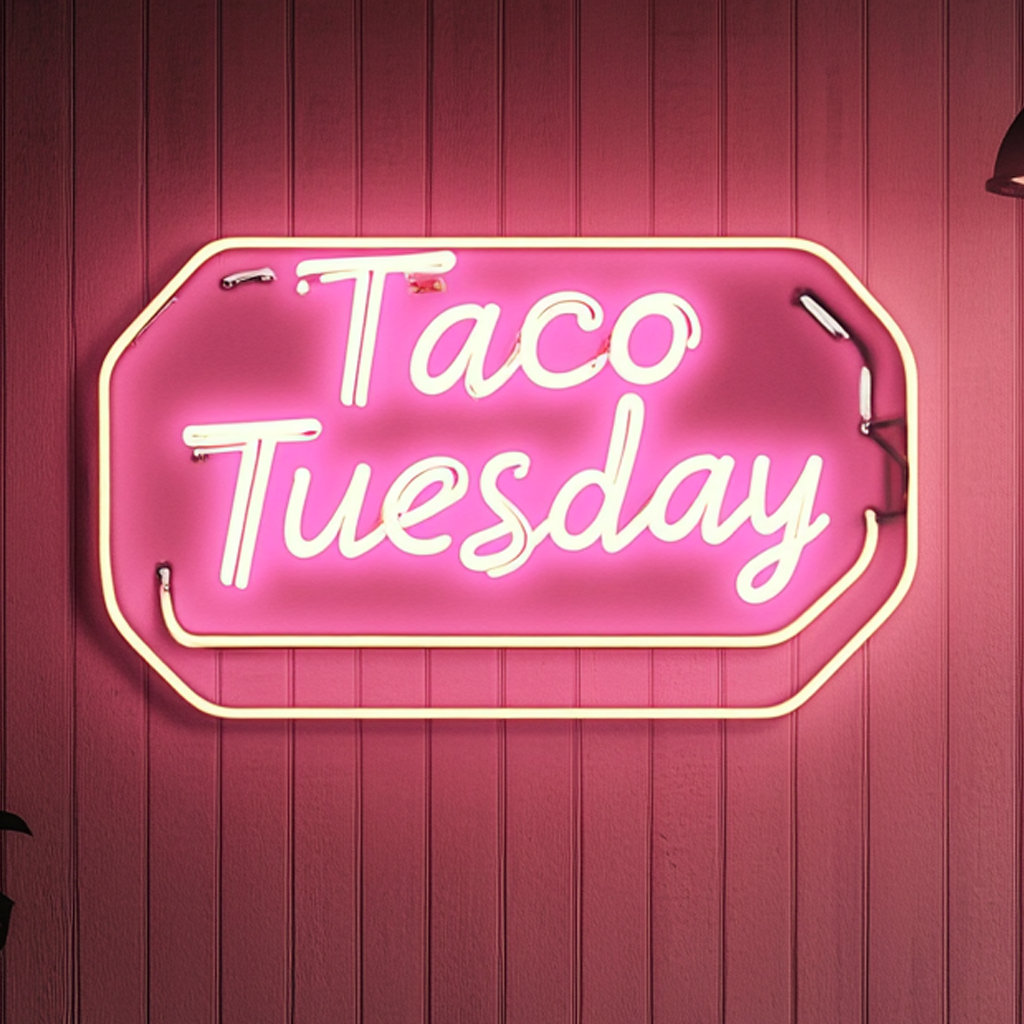 "Taco Tuesday" - Pink Neon Sign, 24 Inches