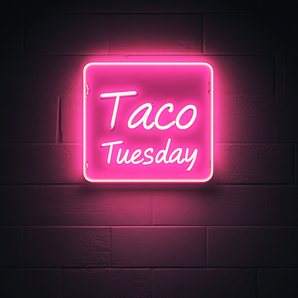 "Taco Tuesday" - Pink Neon Sign, 24 Inches