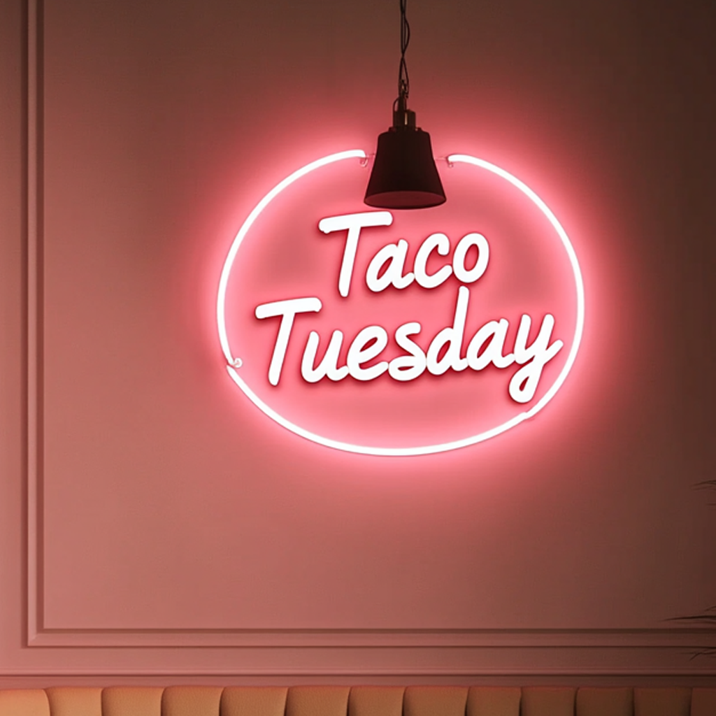 "Taco Tuesday" - Pink Neon Sign, 24 Inches