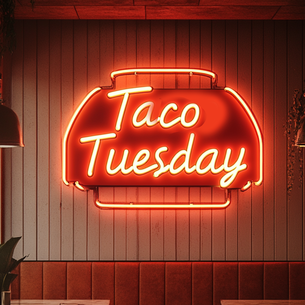 "Taco Tuesday" - Red Neon Sign, 24 Inches