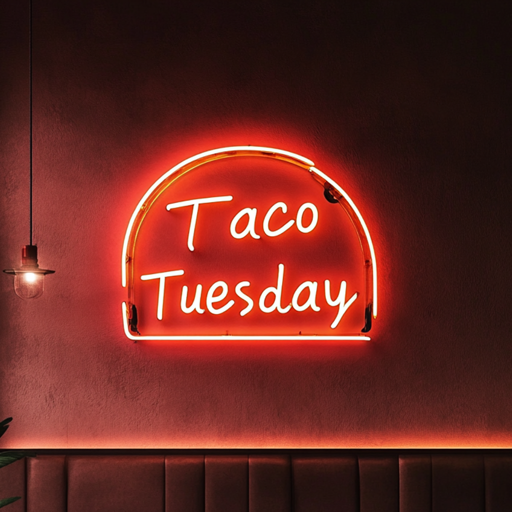 "Taco Tuesday" - Red Neon Sign, 24 Inches