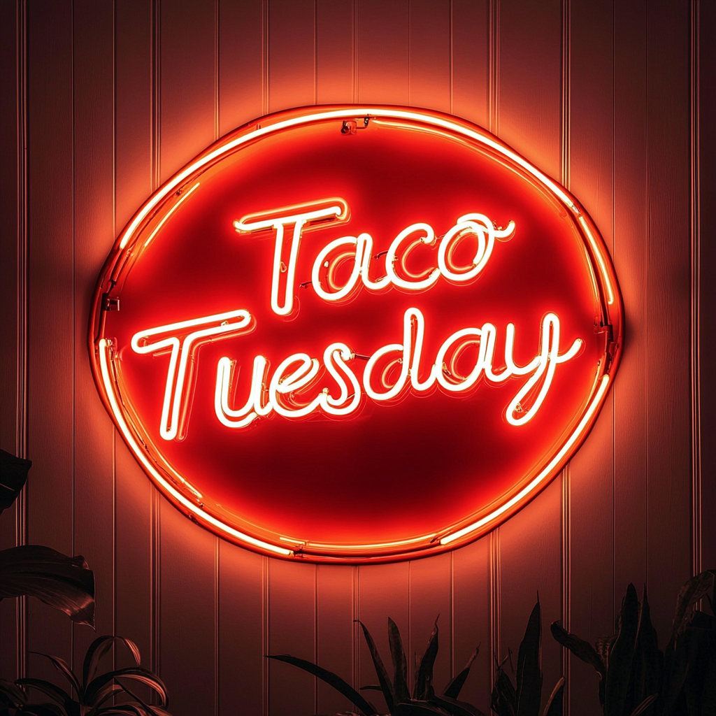 "Taco Tuesday" - Red Neon Sign, 24 Inches