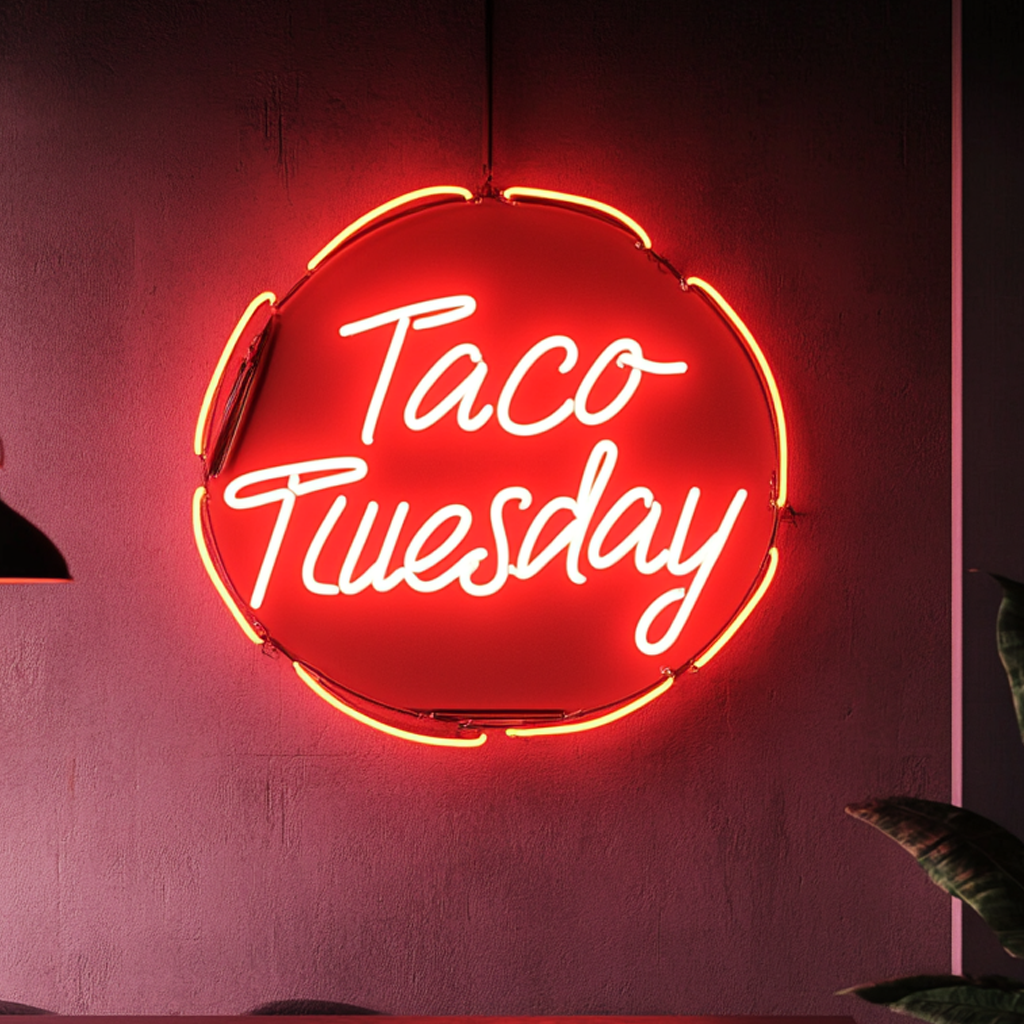 "Taco Tuesday" - Red Neon Sign, 24 Inches