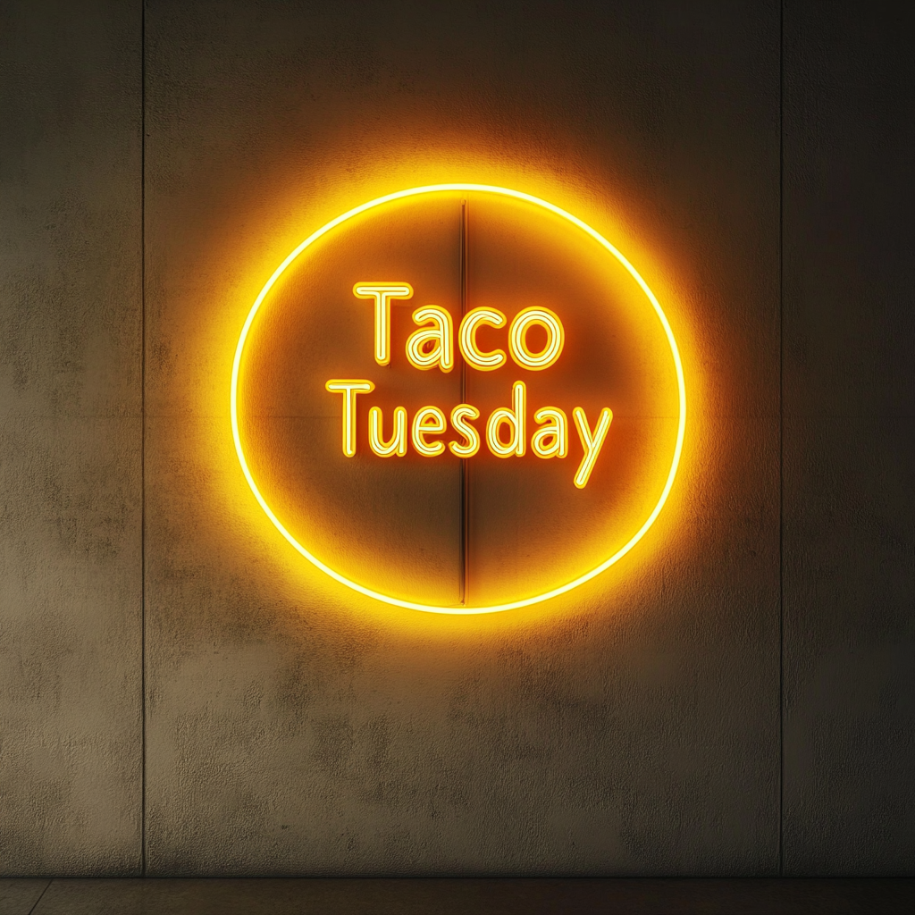 "Taco Tuesday" - Yellow Neon Sign, 24 Inches