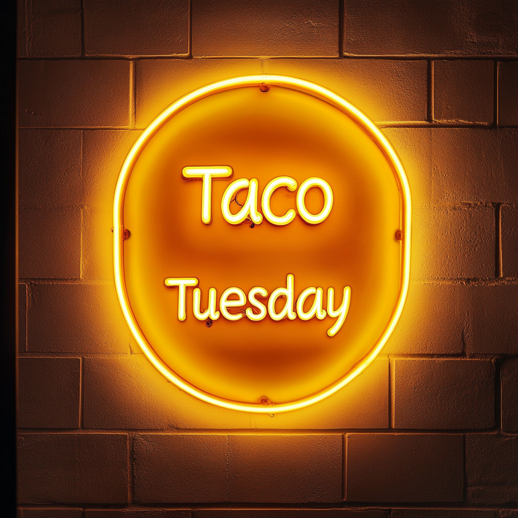 "Taco Tuesday" - Yellow Neon Sign, 24 Inches