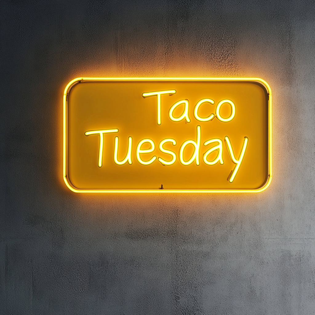 "Taco Tuesday" - Yellow Neon Sign, 24 Inches