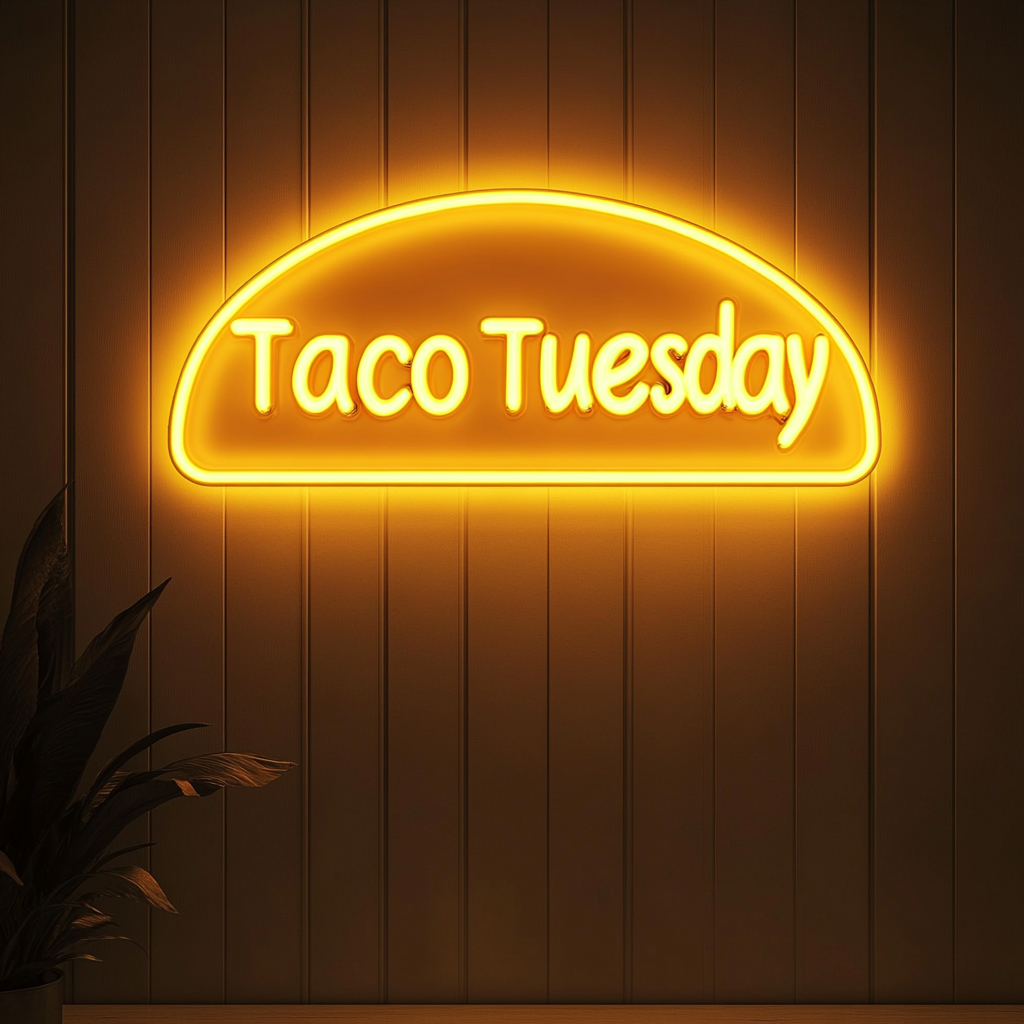 "Taco Tuesday" - Yellow Neon Sign, 24 Inches
