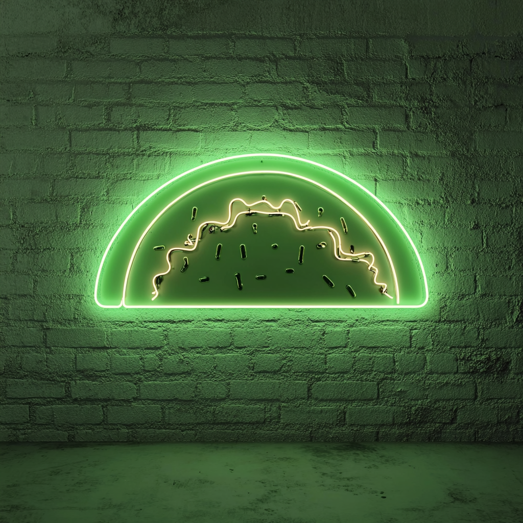 Taco with Cheese - Green Neon Sign, 18 Inches