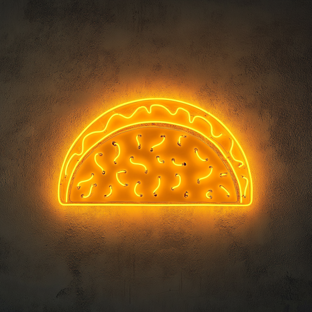 Taco with Cheese - Yellow Neon Sign, 18 Inches
