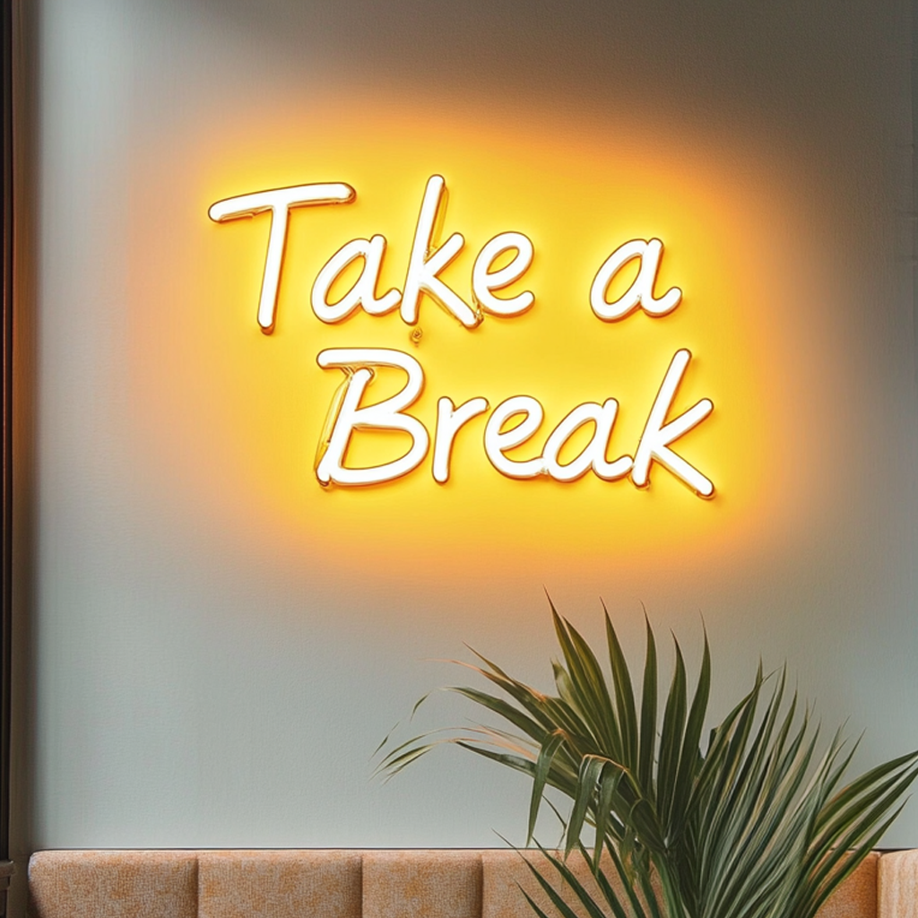 "Take a Break" - Yellow Neon Sign, 24 Inches