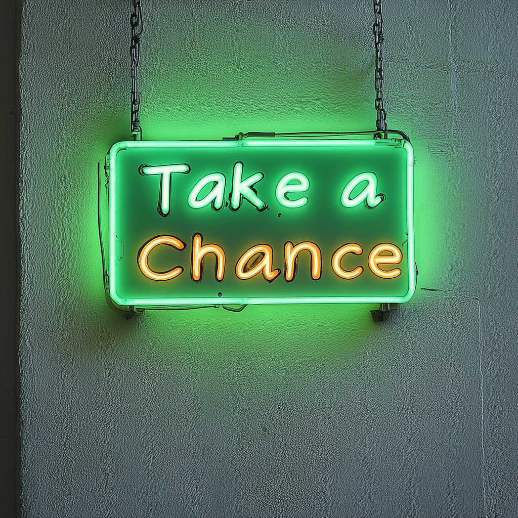 "Take a Chance" - Green Neon Sign, 24 Inches