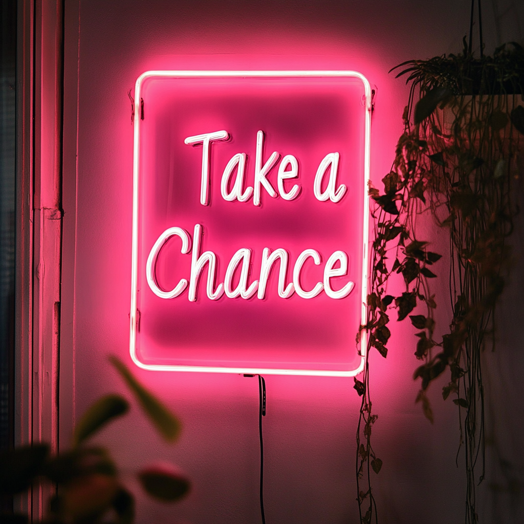 "Take a Chance" - Pink Neon Sign, 24 Inches