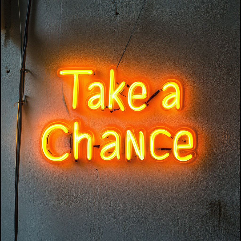 "Take a Chance" - Yellow Neon Sign, 18 Inches
