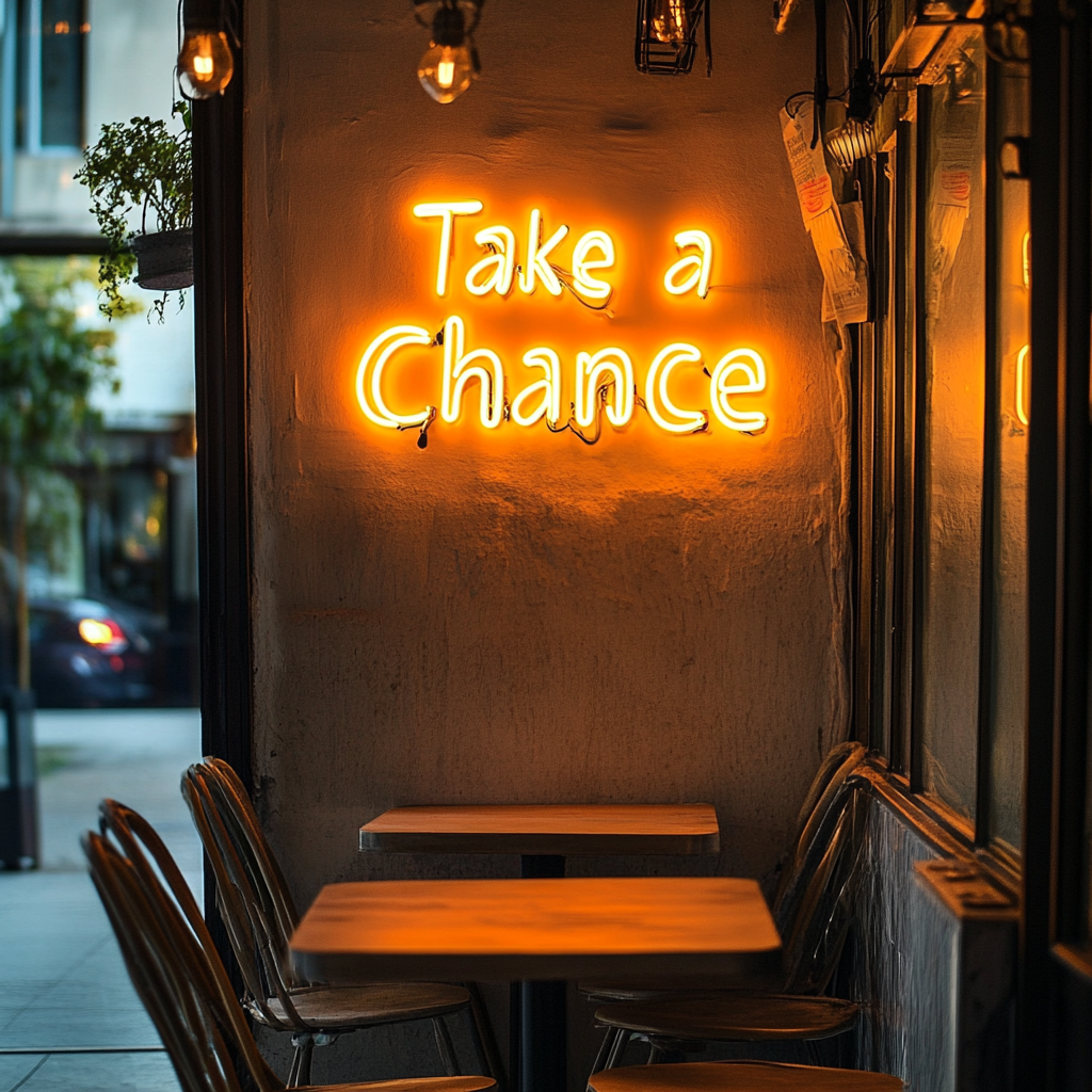 "Take a Chance" - Yellow Neon Sign, 24 Inches