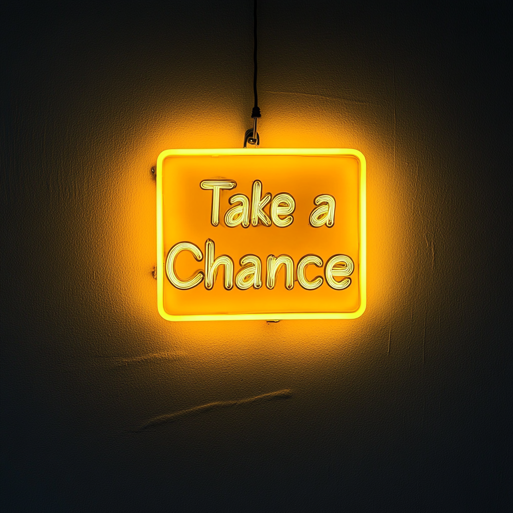 "Take a Chance" - Yellow Neon Sign, 24 Inches