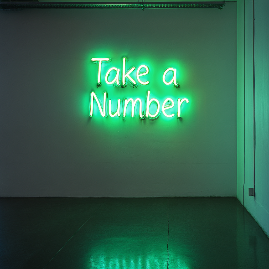 Take a Number - Green Neon Sign, 24 Inches