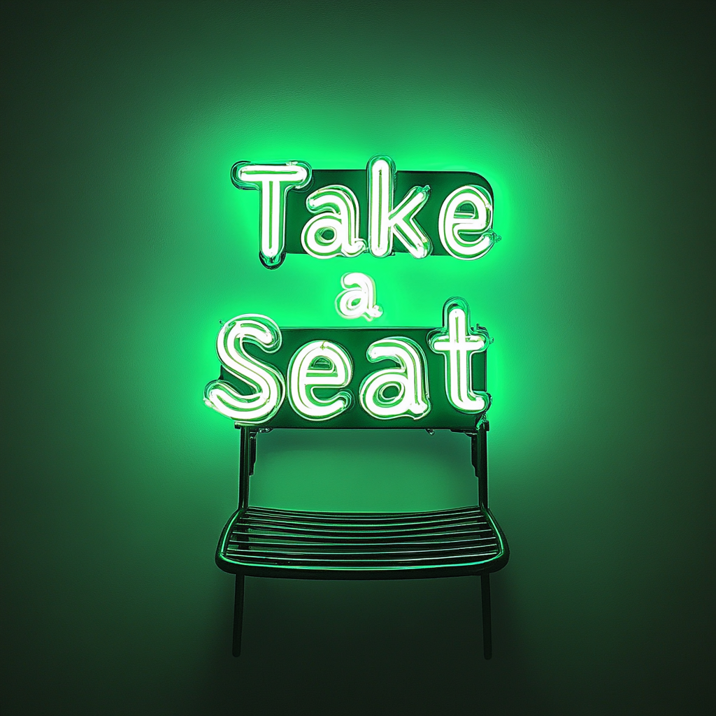 "Take a Seat" - Green Neon Sign, 24 Inches
