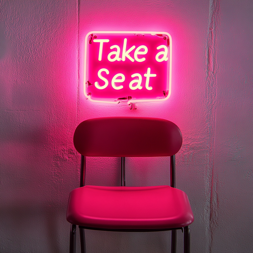 "Take a Seat" - Pink Neon Sign, 24 Inches