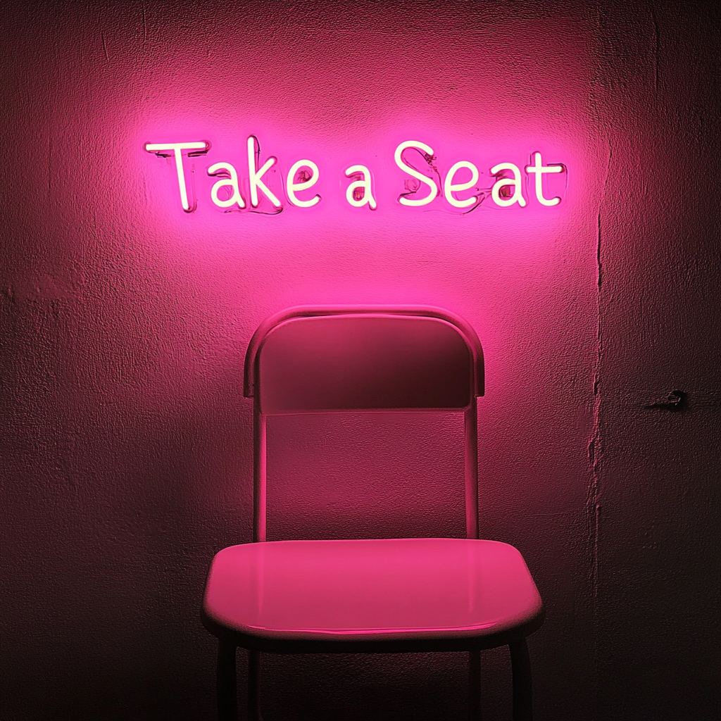"Take a Seat" - Pink Neon Sign, 24 Inches