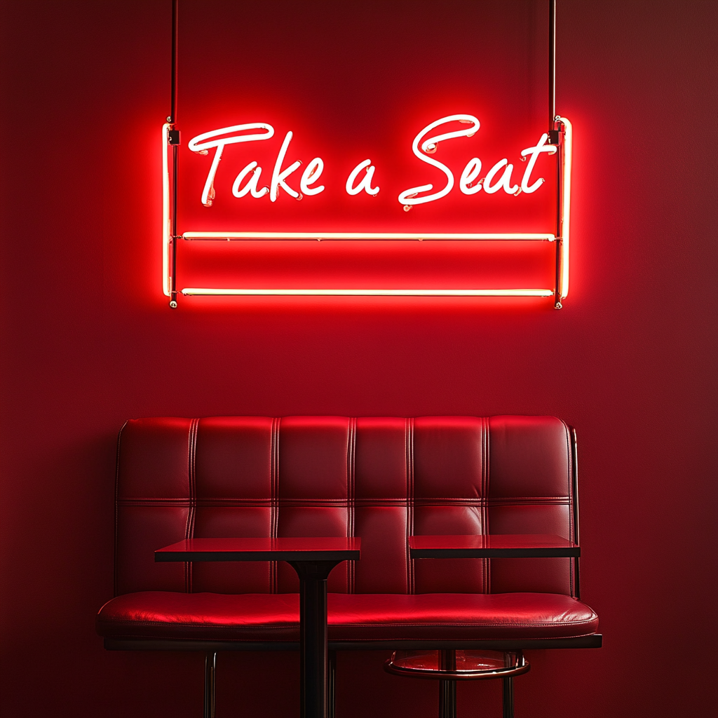 "Take a Seat" - Red Neon Sign, 24 Inches