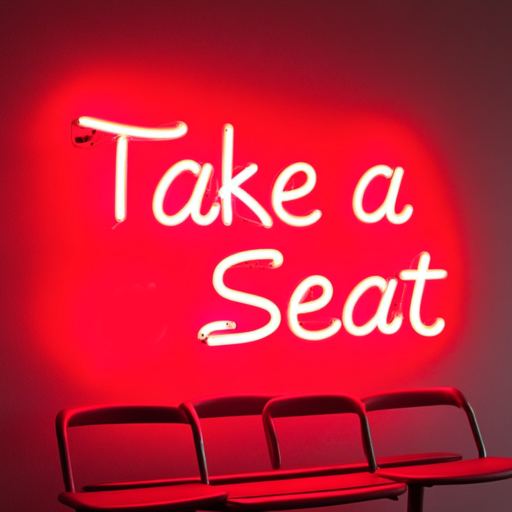 "Take a Seat" - Red Neon Sign, 24 Inches