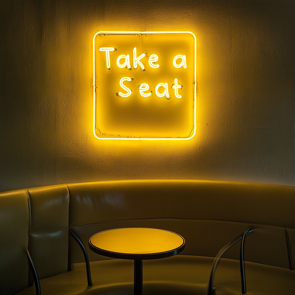 "Take a Seat" - Yellow Neon Sign, 24 Inches