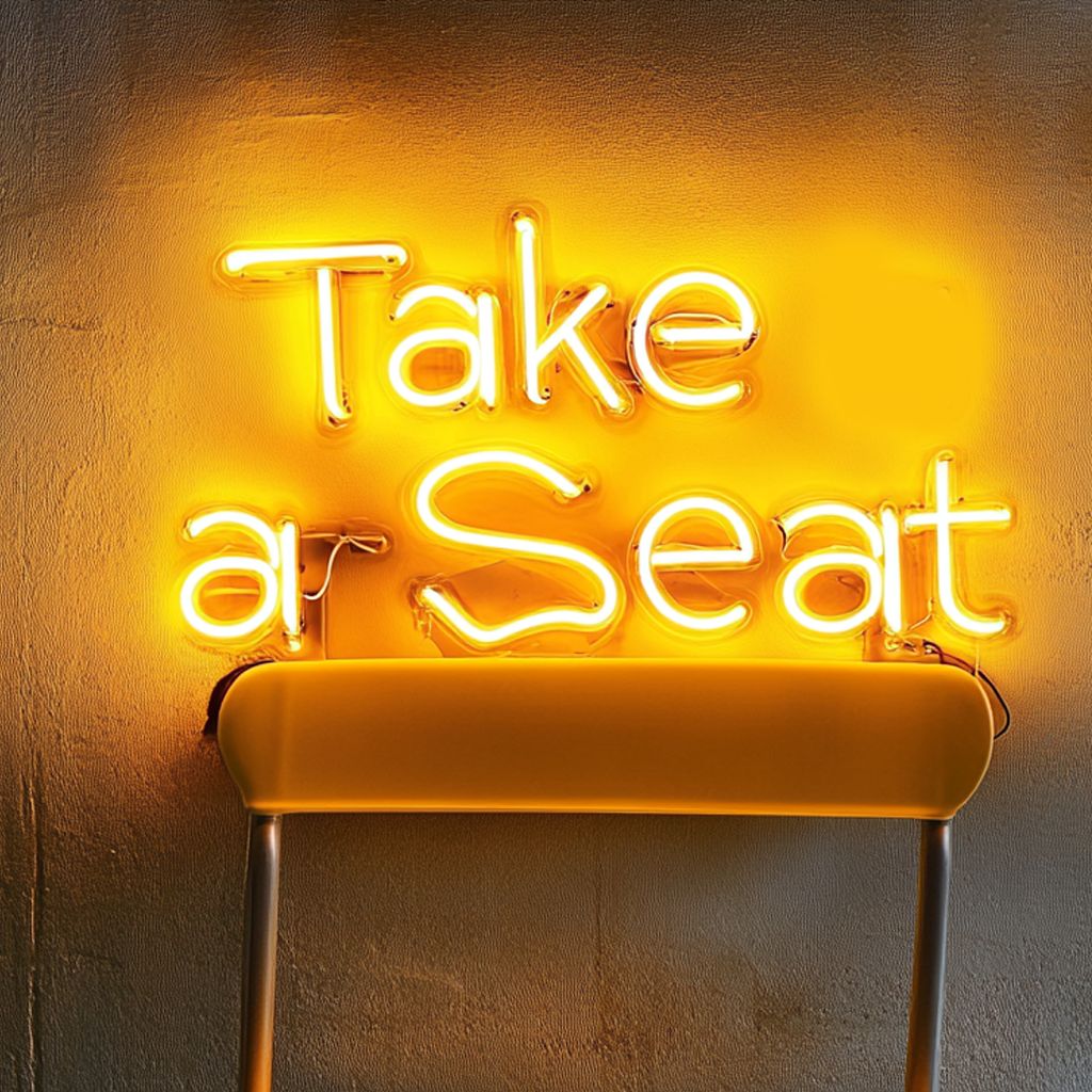"Take a Seat" - Yellow Neon Sign, 24 Inches