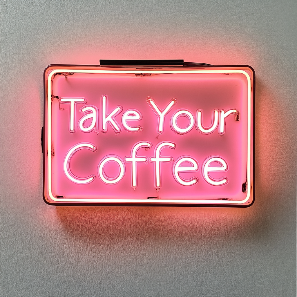 "Take Your Coffee" - Pink Neon Sign, 24 Inches