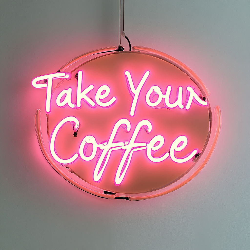 "Take Your Coffee" - Pink Neon Sign, 24 Inches
