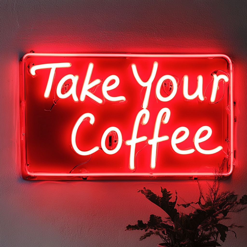 "Take Your Coffee" - Red Neon Sign, 24 Inches