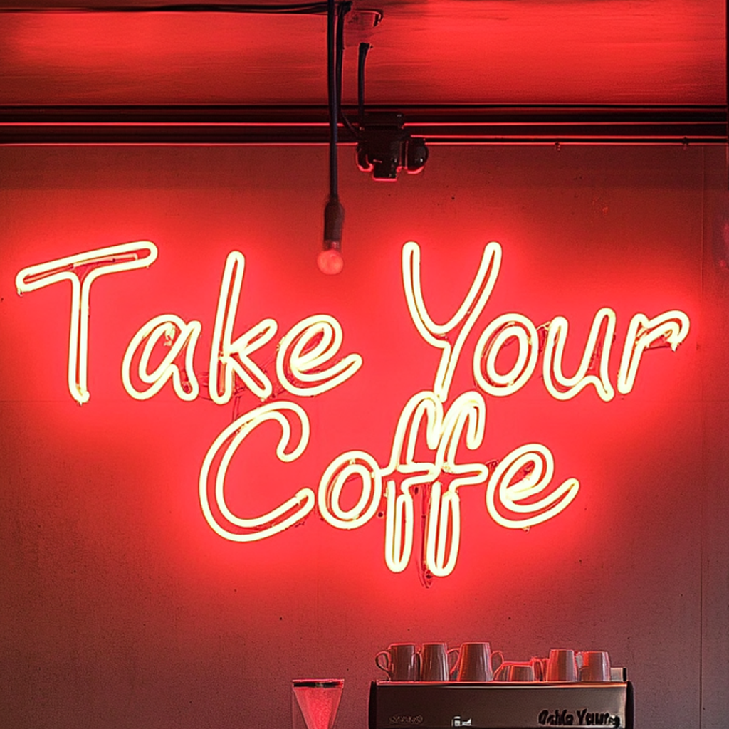 "Take Your Coffee" - Red Neon Sign, 24 Inches