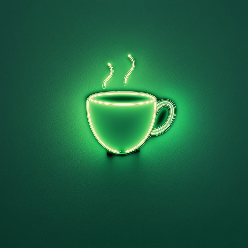 Tea Cup - Green Neon Sign, 24 Inches