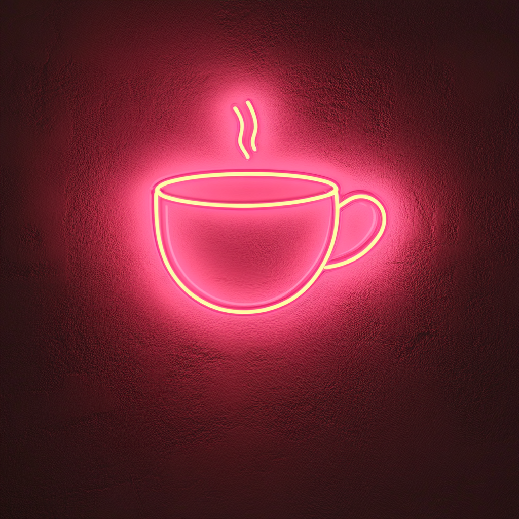Tea Cup - Pink Neon Sign, 18 Inches