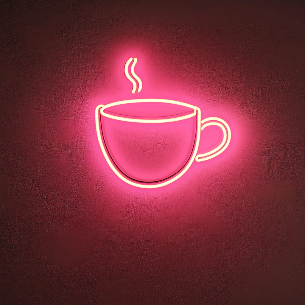 Tea Cup - Pink Neon Sign, 24 Inches