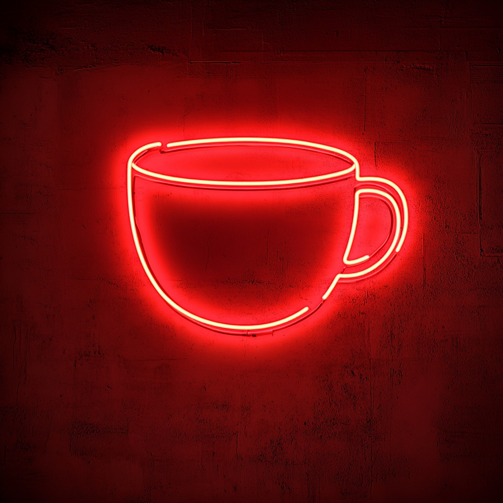 Tea Cup - Red Neon Sign, 24 Inches