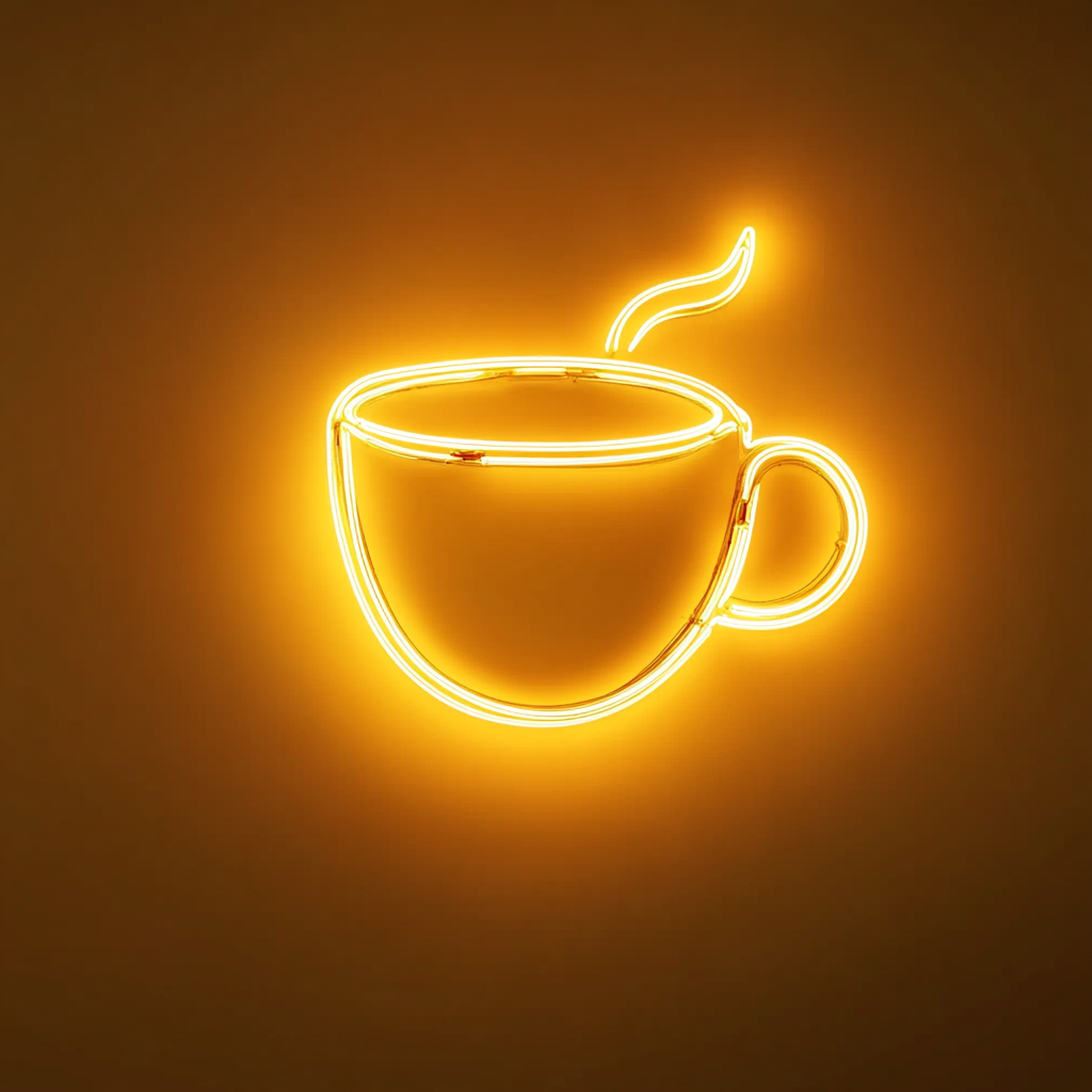 Tea Cup - Yellow Neon Sign, 24 Inches