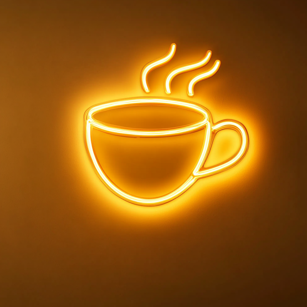 Tea Cup - Yellow Neon Sign, 18 Inches