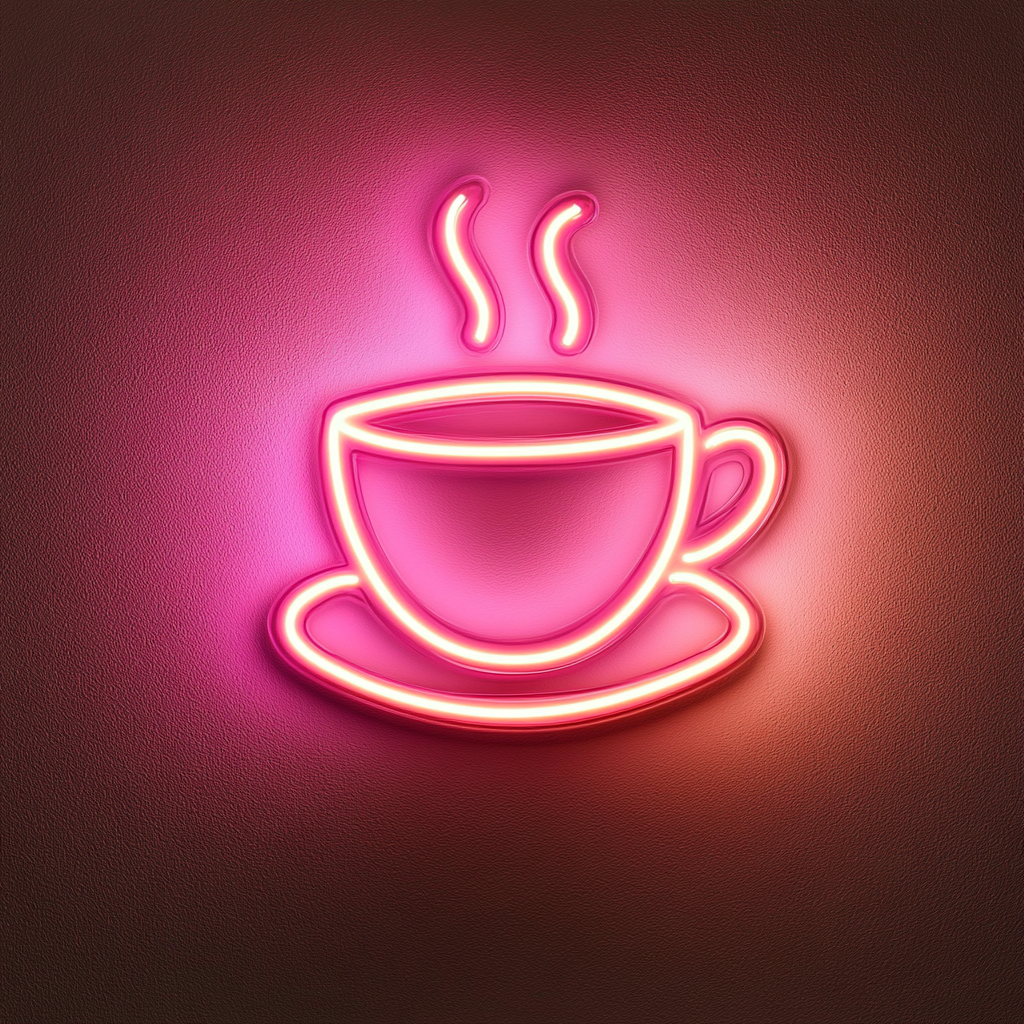 Teacup with Saucer - Pink Neon Sign, 24 Inches