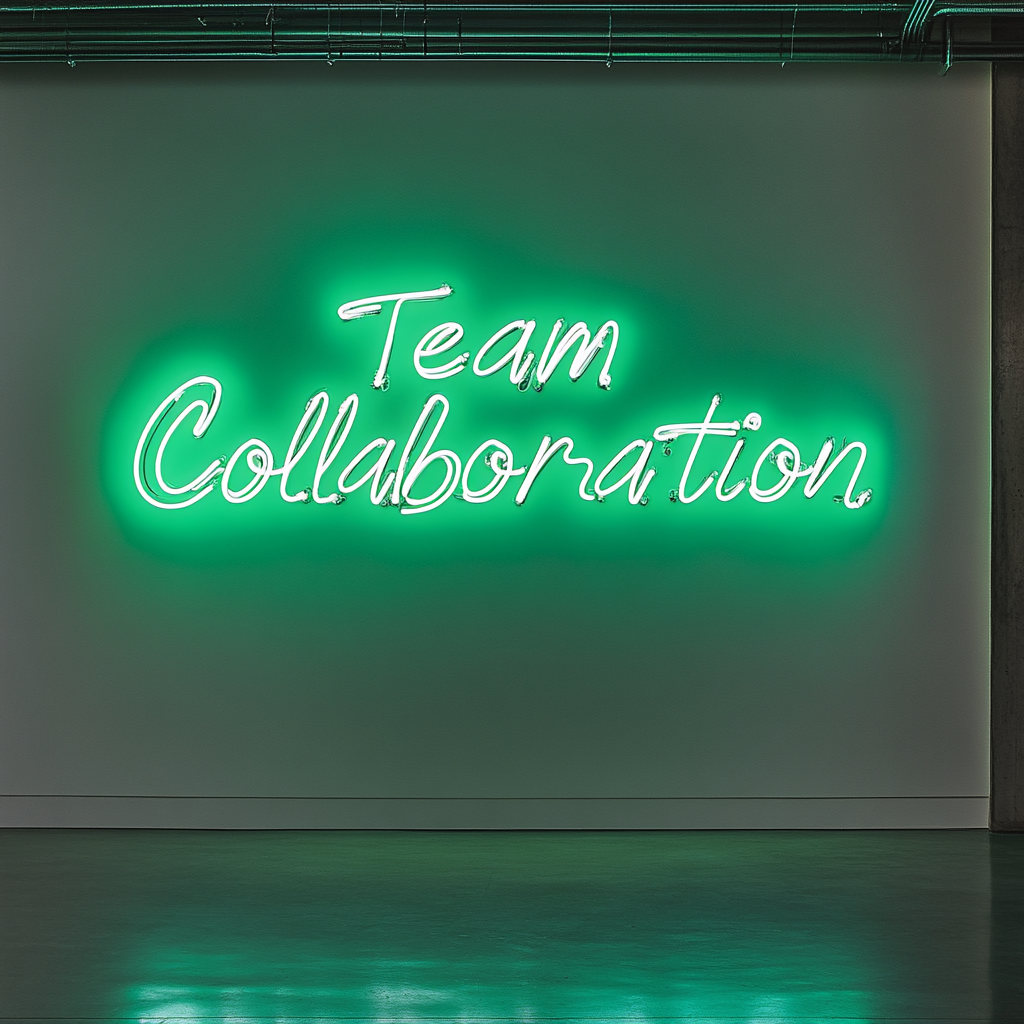 "Team Collaboration" - Green Neon Sign, 24 Inches