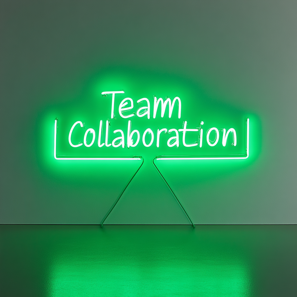 "Team Collaboration" - Green Neon Sign, 24 Inches