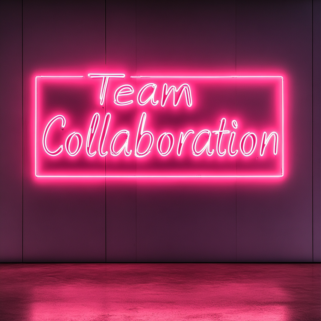 "Team Collaboration" - Pink Neon Sign, 24 Inches