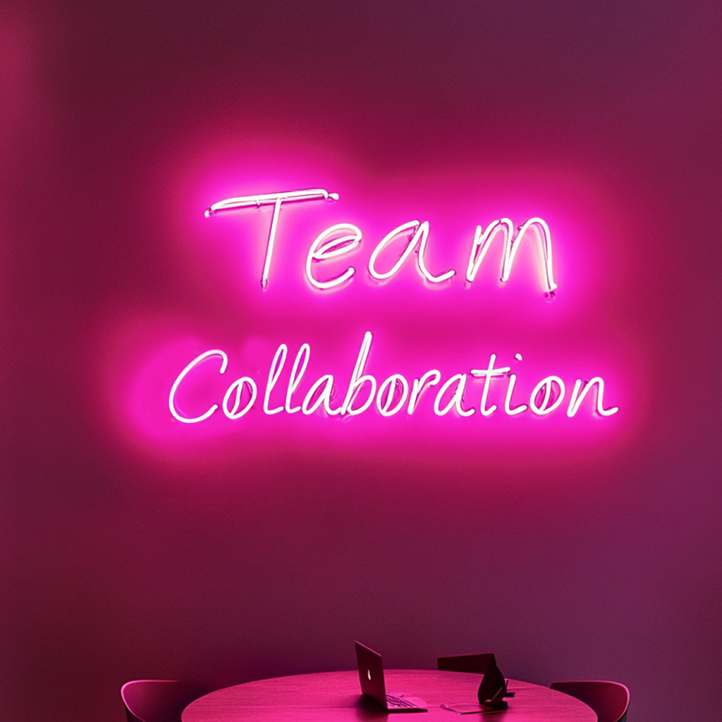 "Team Collaboration" - Pink Neon Sign, 24 Inches
