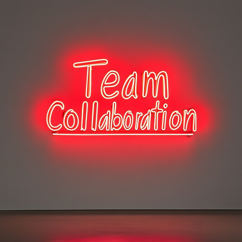 "Team Collaboration" - Red Neon Sign, 24 Inches