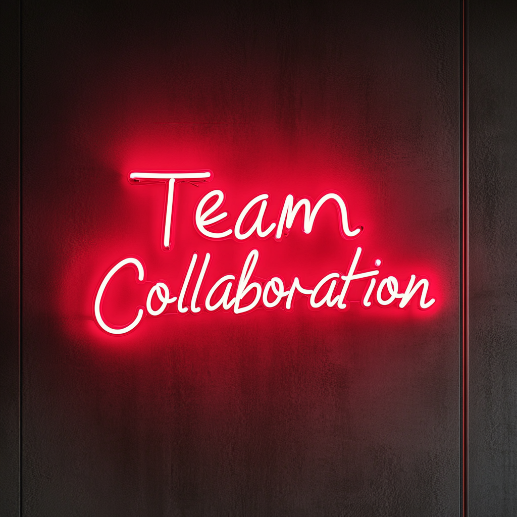 "Team Collaboration" - Red Neon Sign, 24 Inches