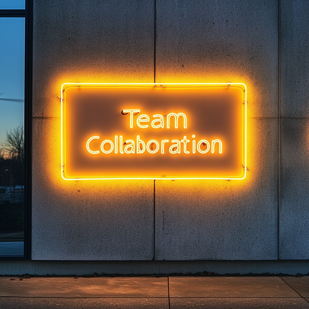 "Team Collaboration" - Yellow Neon Sign, 24 Inches