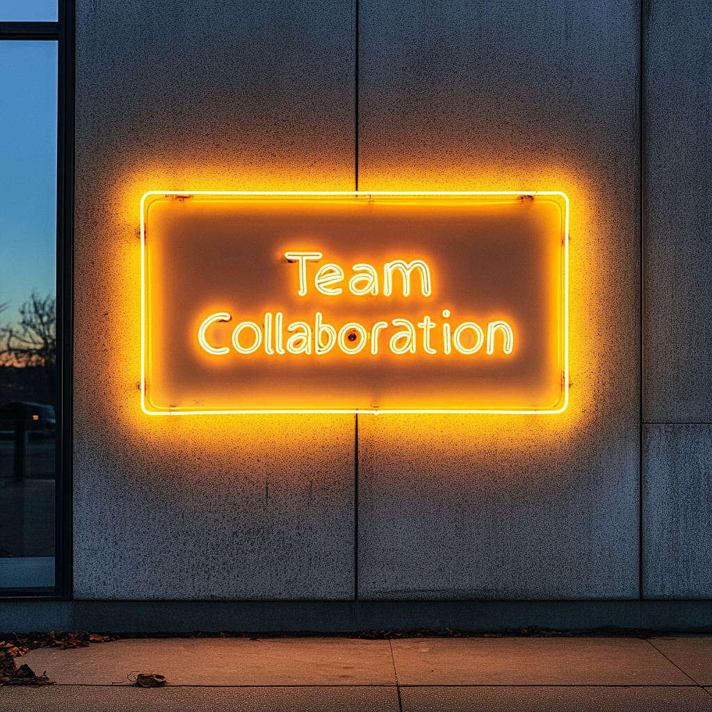 "Team Collaboration" - Yellow Neon Sign, 24 Inches