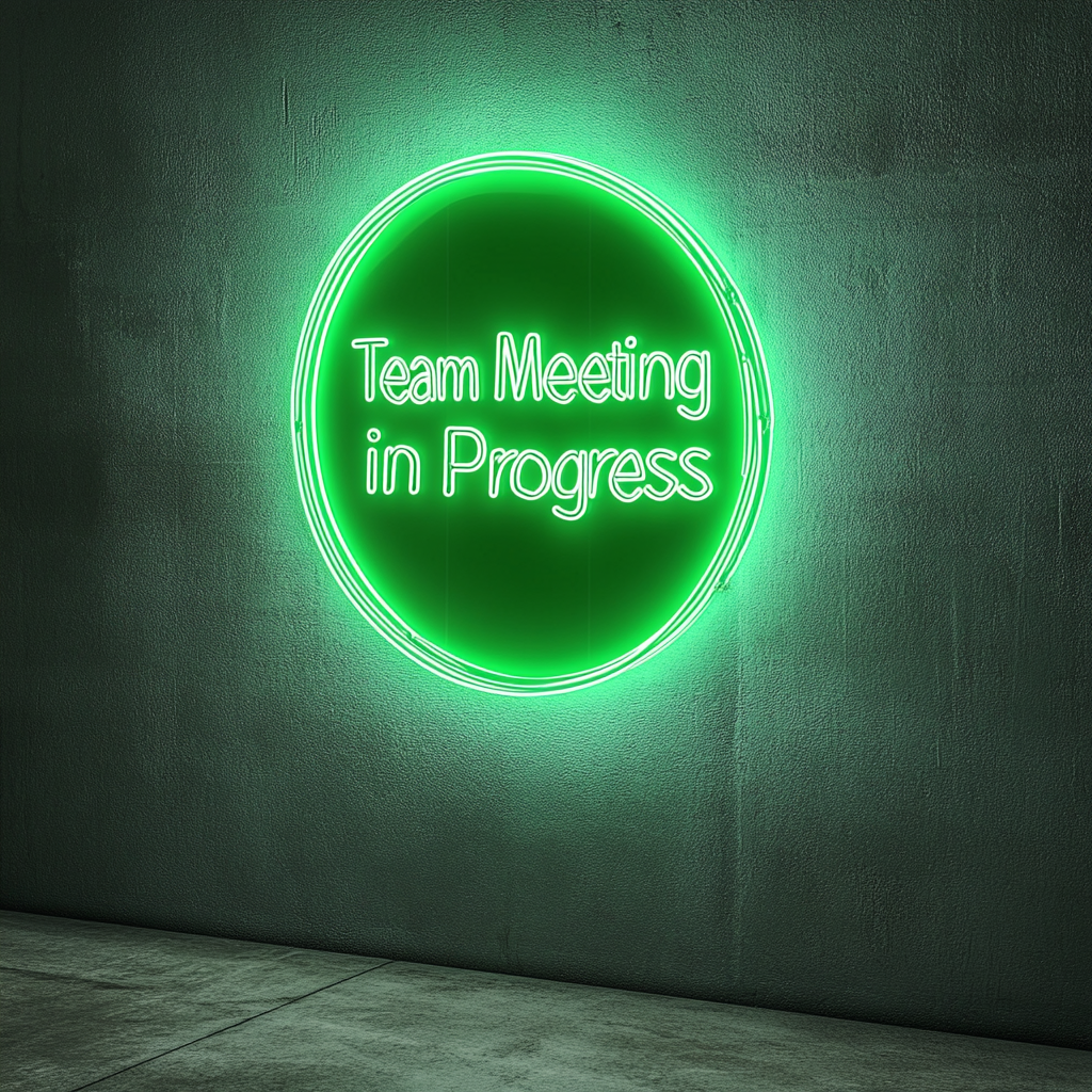 "Team Meeting in Progress" - Green Neon Sign, 18 Inches