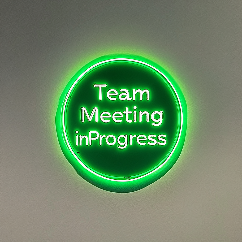 "Team Meeting in Progress" - Green Neon Sign, 18 Inches