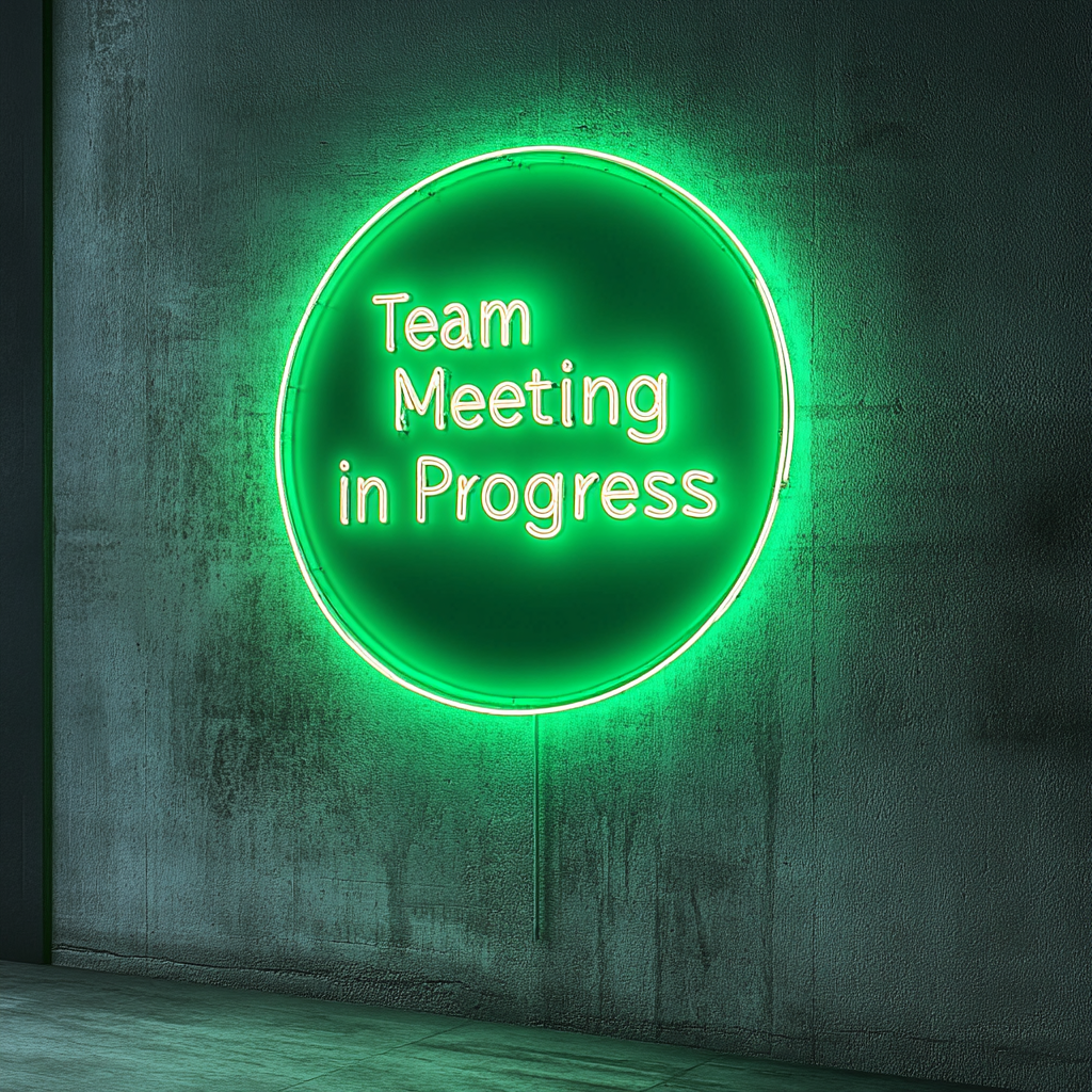 "Team Meeting in Progress" - Green Neon Sign, 18 Inches