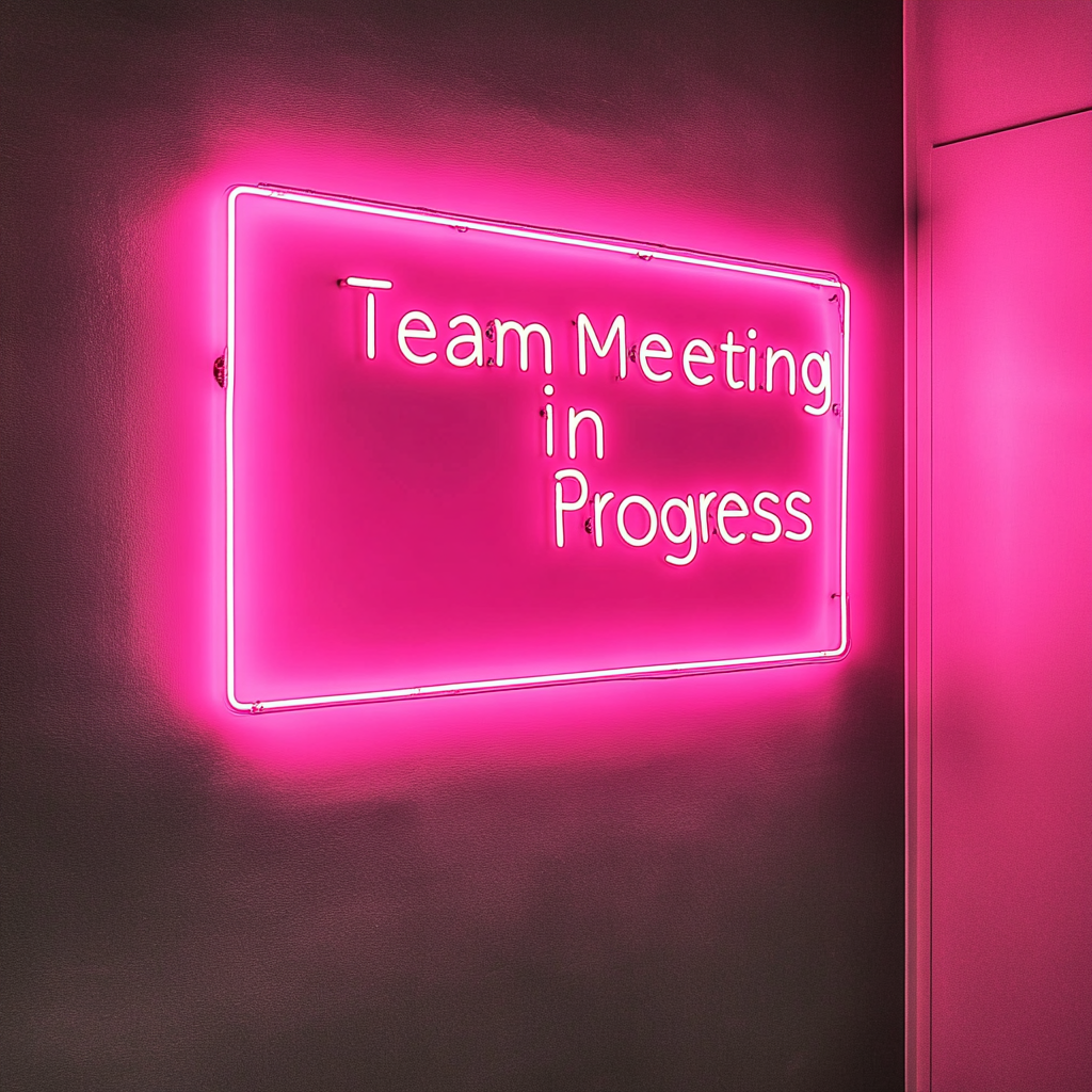"Team Meeting in Progress" - Pink Neon Sign, 18 Inches